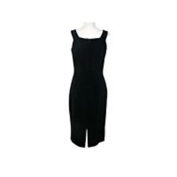Vintage Jenne Maag Sleeveless Square Neck Sheath Career Midi Dress Black Size M - Picture 2 of 12